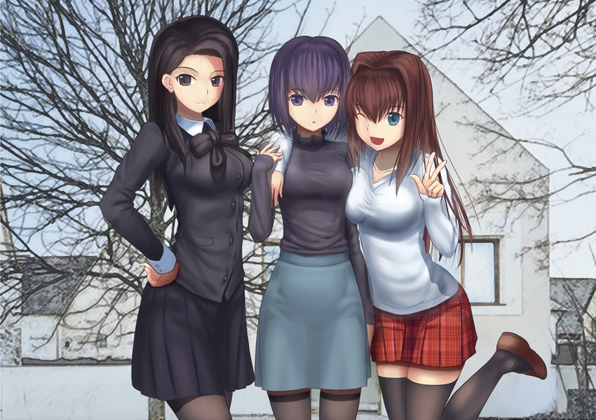 aozaki aoko, kuonji alice, and aozaki touko (mahou tsukai no yoru) drawn by tsukikanade