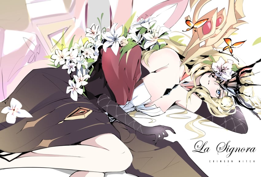 signora and crimson lotus moth (genshin impact) drawn by khrnnfz