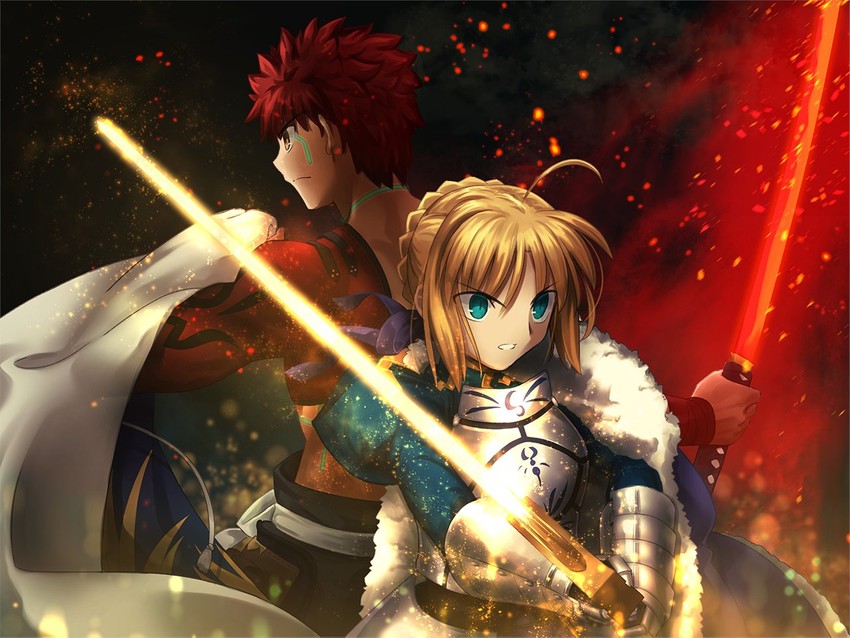 artoria pendragon, saber, emiya shirou, and senji muramasa (fate and 2 more) drawn by shoori_(migiha)