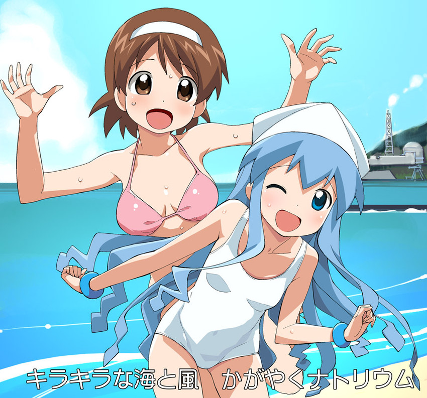 ikamusume and nagatsuki sanae (shinryaku! ikamusume) drawn by a1_(initial-g)