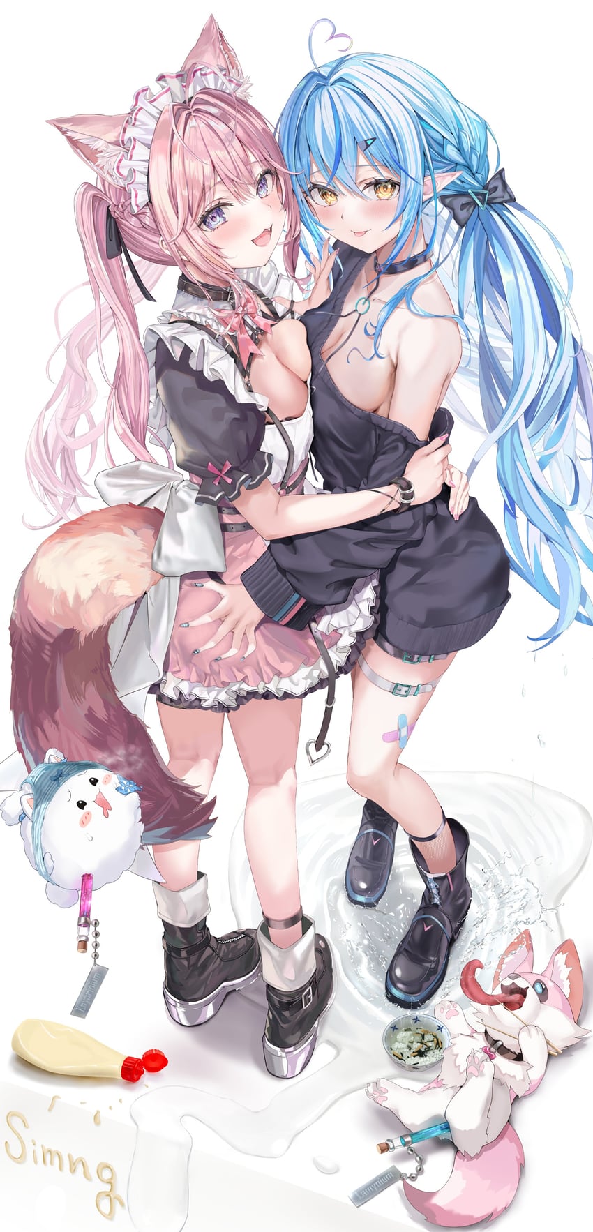 yukihana lamy and hakui koyori (hololive) drawn by mugiusagi