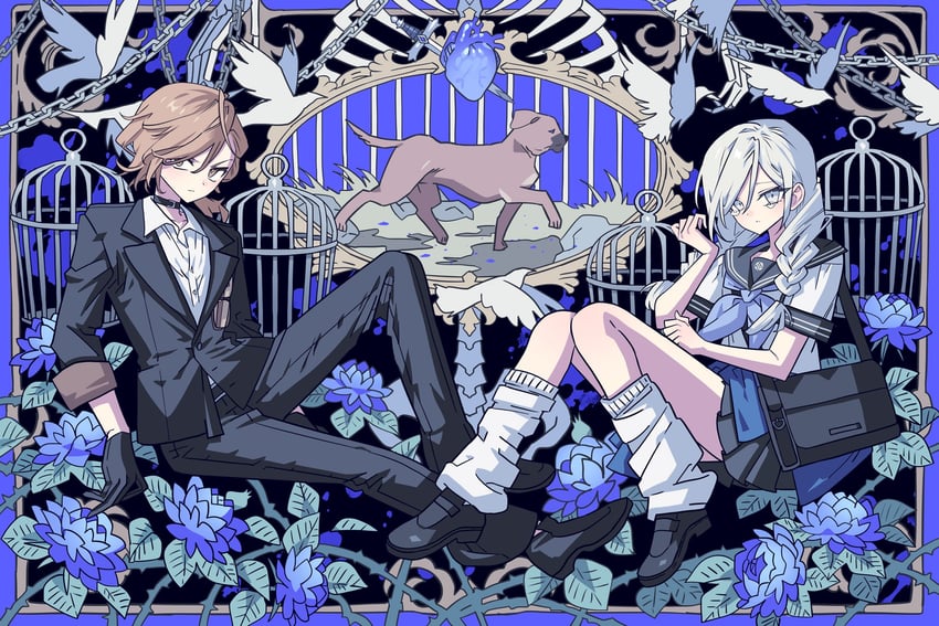 nakahara chuuya (original and 1 more) drawn by meremero