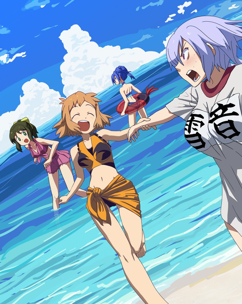 yukine chris, tachibana hibiki, kazanari tsubasa, and kohinata miku (senki zesshou symphogear) drawn by yaporu_(halllcion)