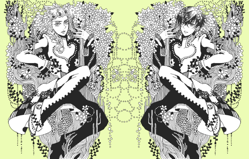 giorno giovanna and haruno shiobana (jojo no kimyou na bouken and 1 more) drawn by nosuke_(umiboshi)