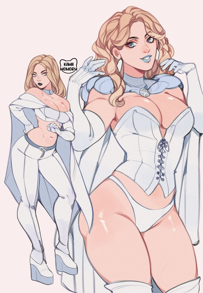 emma frost (marvel and 1 more) drawn by kamii_momoru