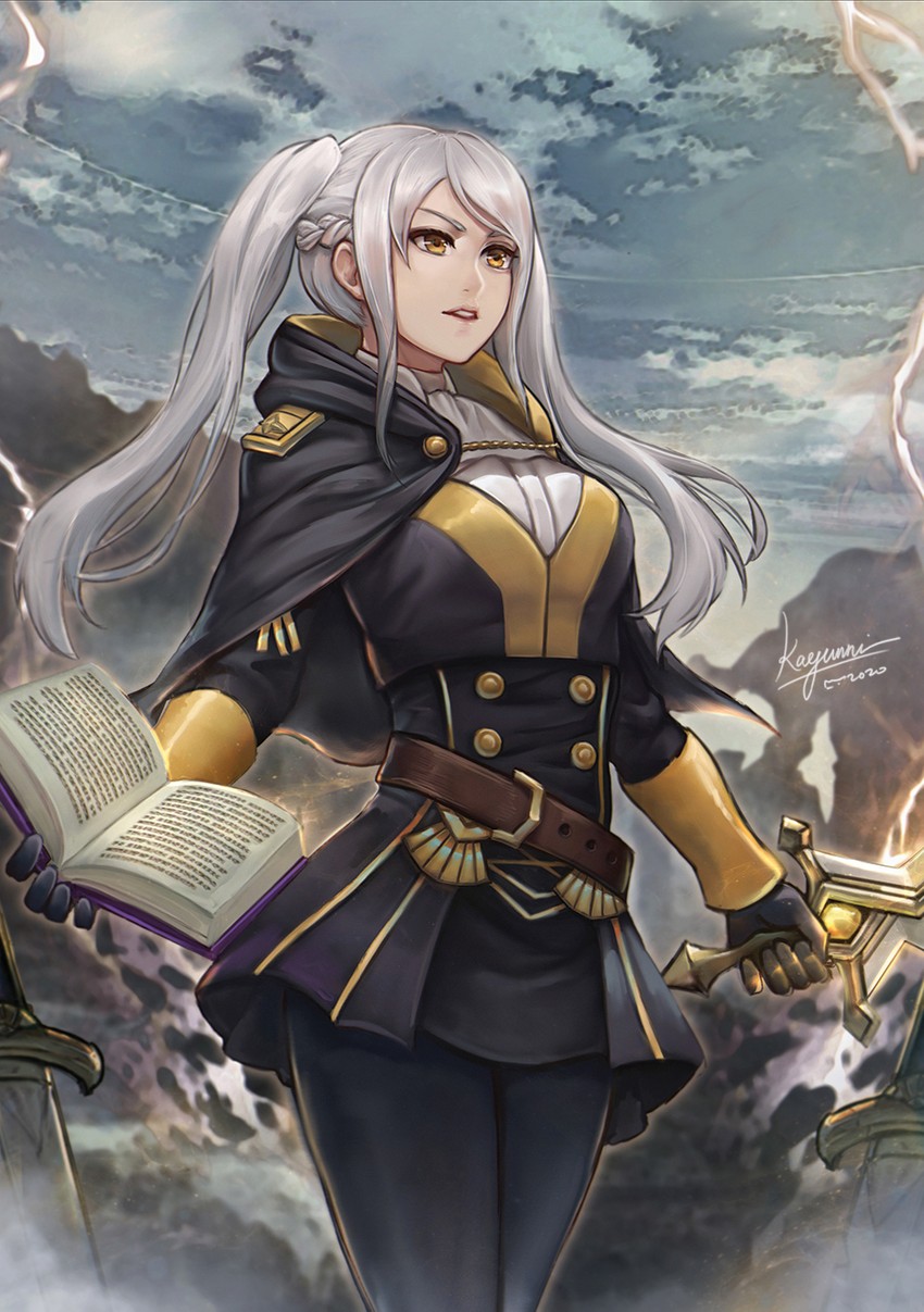 female robin (fire emblem and 2 more) drawn by kaejunni