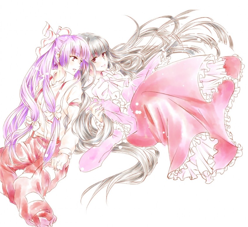 fujiwara no mokou and houraisan kaguya (touhou) drawn by nori_(sprm) and pp_(p_second)