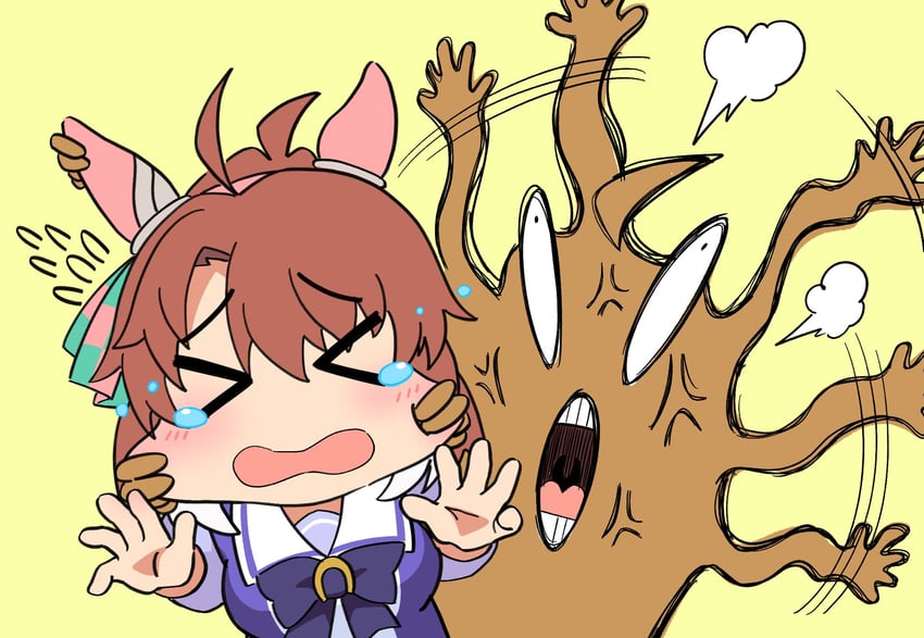 jungle pocket, dantsu flame, and the jungle pocket-like eldritch creature (umamusume and 1 more) drawn by genzo_nasu