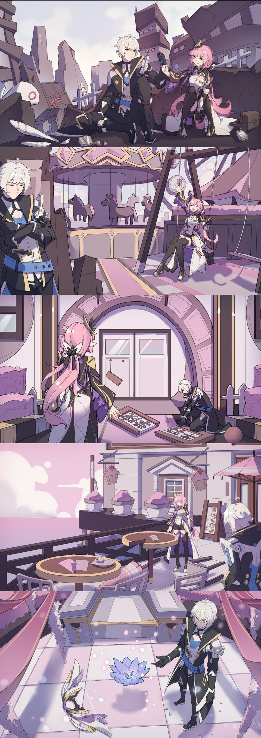 elysia and kevin kaslana (honkai and 1 more) drawn by huainianbeijiaozuowangyinshaonianderizi