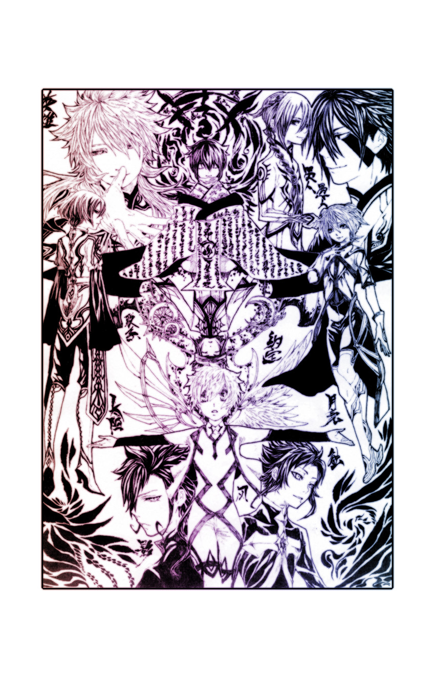 endou mamoru, hakuryuu, tsurugi kyousuke, fei rune, mistorene callus, and 3 more (inazuma eleven go and 2 more) drawn by kyoji_(tmtrymetm)
