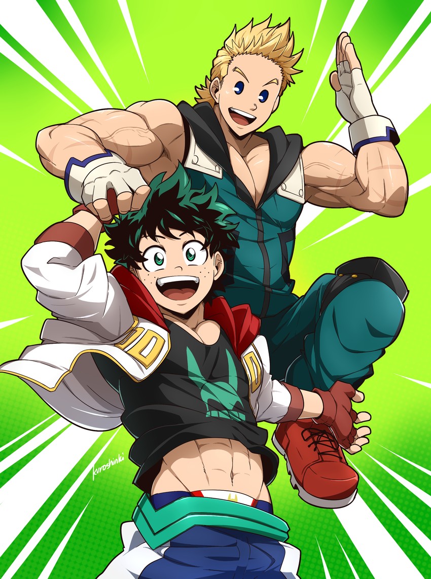 midoriya izuku and togata mirio (boku no hero academia) drawn by kuroshinki