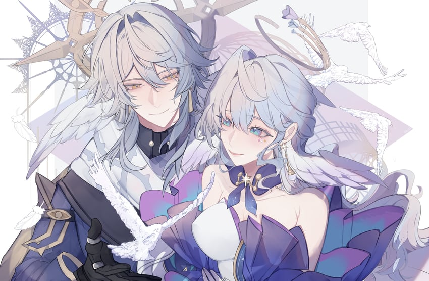 robin and sunday (honkai and 1 more) drawn by hl_(ililyl1)