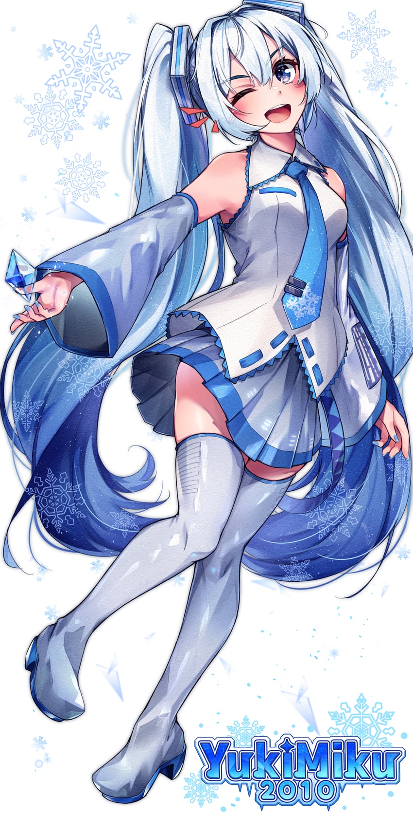 hatsune miku and yuki miku (vocaloid) drawn by marutenmaruten