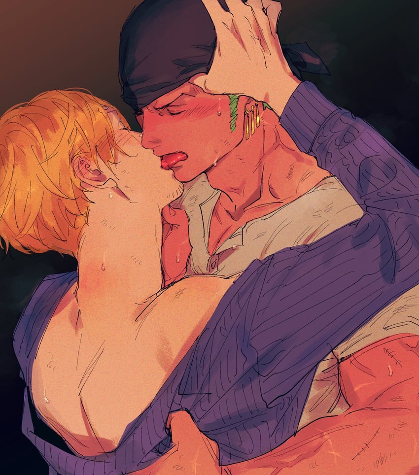 roronoa zoro and sanji (one piece) drawn by kzwtr8
