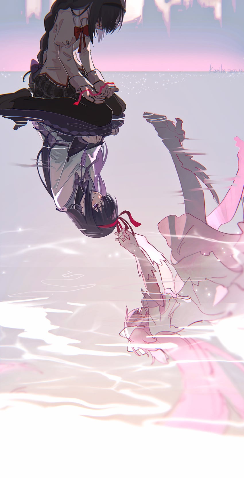 akemi homura, kaname madoka, and ultimate madoka (mahou shoujo madoka magica) drawn by qianyewuli