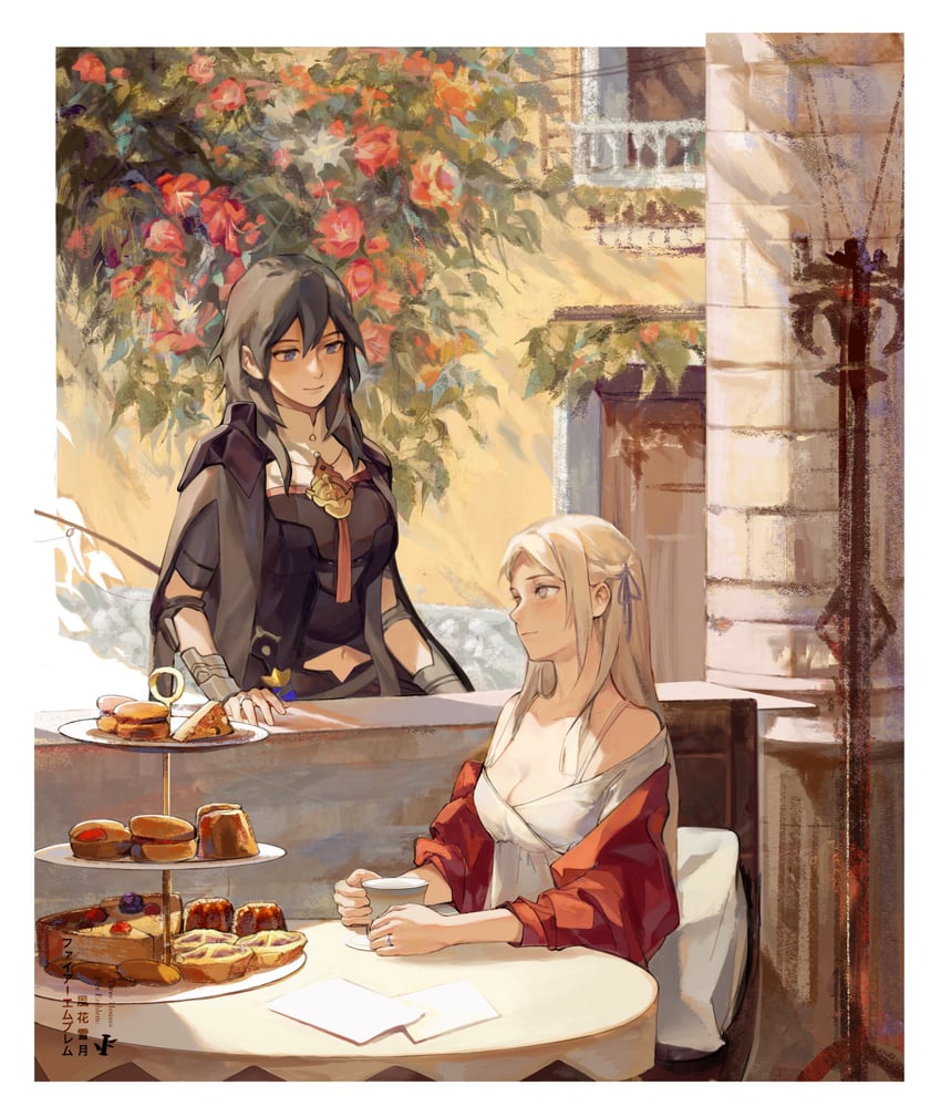 female byleth and edelgard von hresvelg (fire emblem and 1 more) drawn by aficksuna