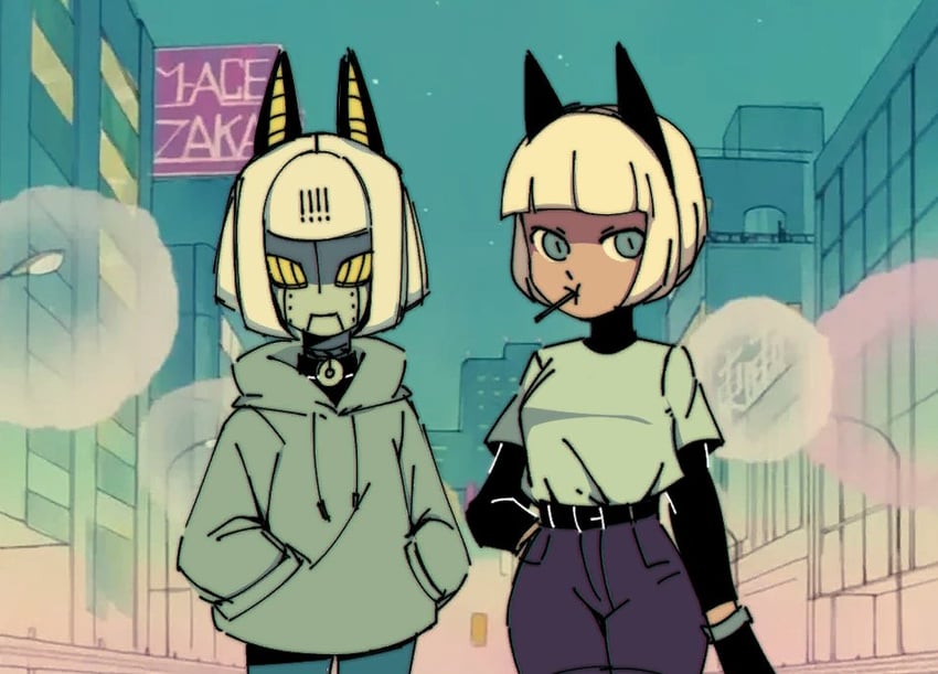 ms. fortune and robo-fortune (skullgirls) drawn by firemauer