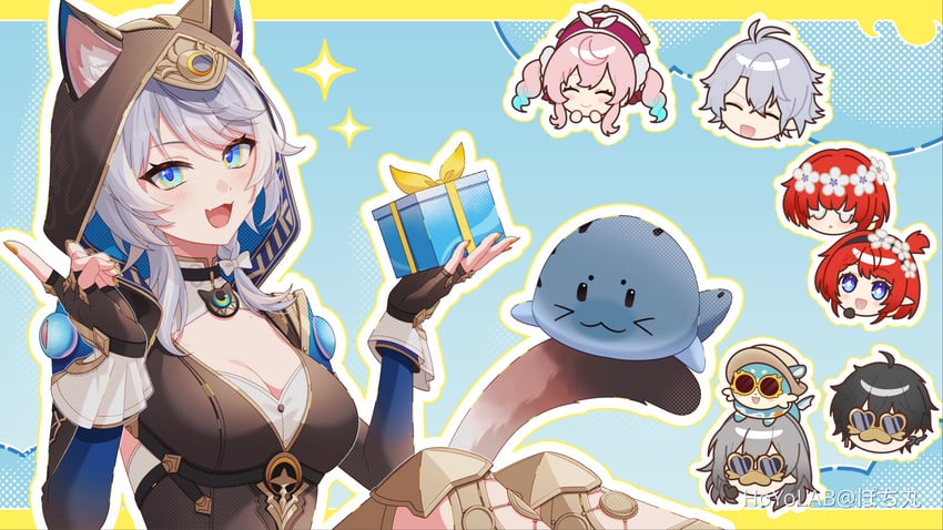 trailblazer, stelle, dan heng, phainon, cipher, and 4 more (honkai and 1 more) drawn by pochimaru_(marumaru_wanwan)