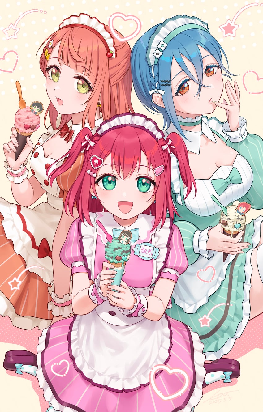 uehara ayumu, kurosawa ruby, and wakana shiki (love live! and 3 more) drawn by wedo