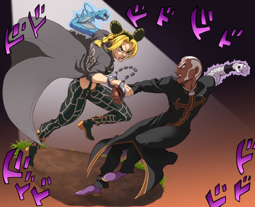 kujo jolyne, enrico pucci, stone free, and whitesnake (jojo no kimyou na bouken and 1 more) drawn by kristallion
