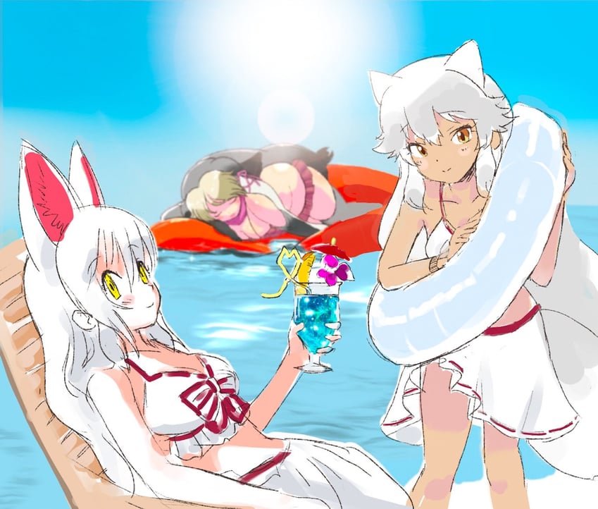 arctic fox, oinari-sama, and walrus (kemono friends) drawn by ieinu_account