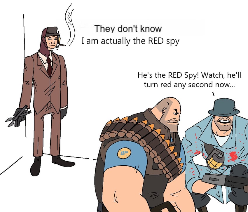 scout, heavy, spy, soldier, red spy, and 2 more (team fortress 2 and 1 more) drawn by thef1amethr0wer