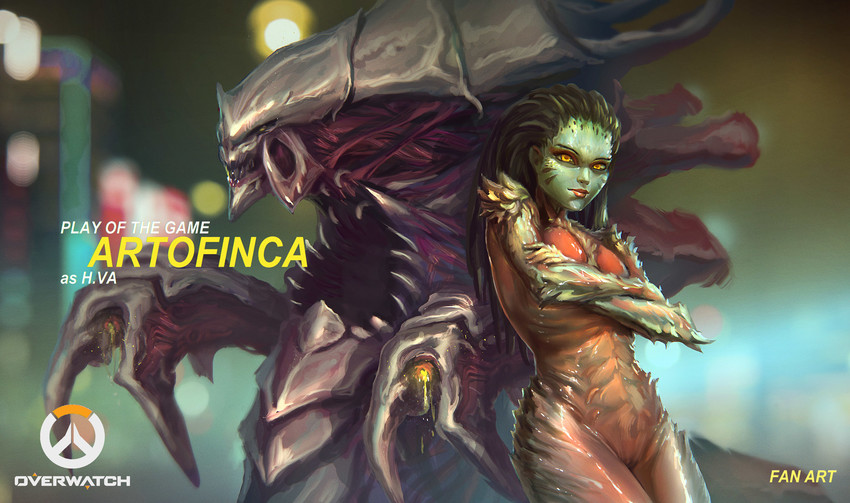 d.va, zerg, sarah kerrigan, and infested kerrigan (overwatch and 2 more) drawn by alexander_nanitchkov
