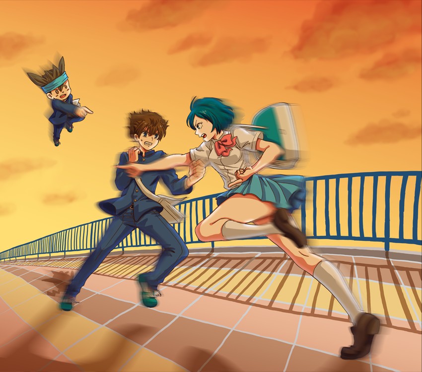 matsukaze tenma, sorano aoi, and nishizono shinsuke (inazuma eleven and 1 more) drawn by 9_seconds_ago
