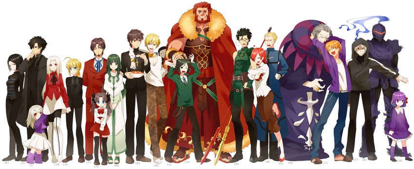 artoria pendragon, saber, tohsaka rin, illyasviel von einzbern, matou sakura, and 17 more (fate and 1 more) drawn by gum_(gmng)