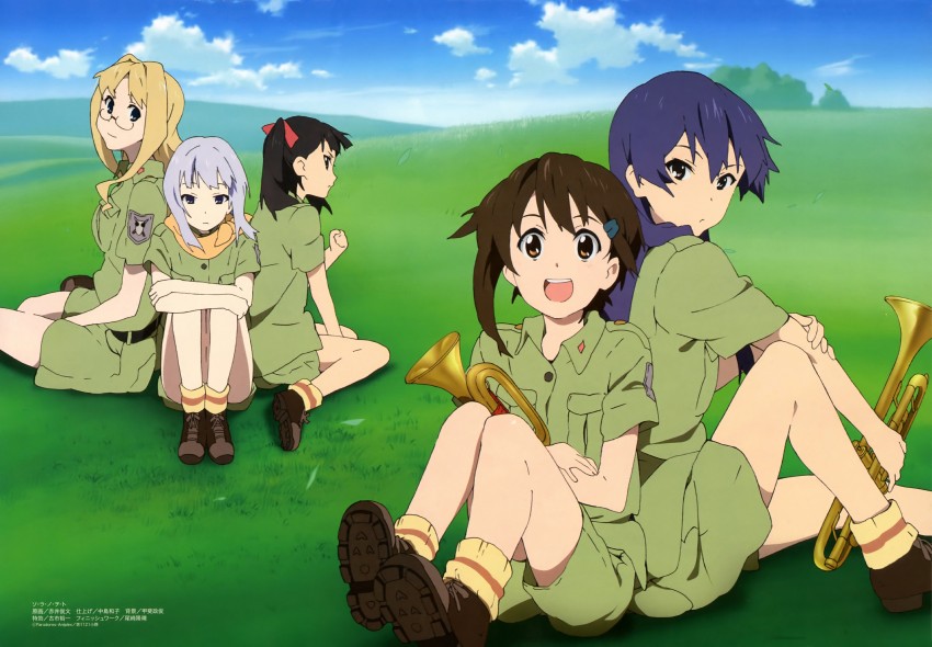 sorami kanata, kannagi noel, suminoya kureha, kazumiya rio, and filicia heideman (sora no woto) drawn by akai_toshifumi