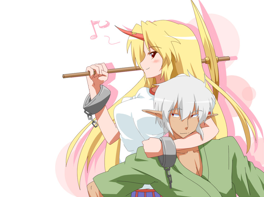 hoshiguma yuugi and buront (touhou and 3 more) drawn by fueiku
