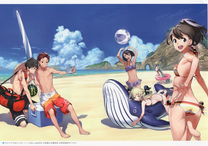 senomiya akiho, koujiro frau, yashio kaito, yukifune airi, daitoku junna, and 1 more (robotics;notes) drawn by fukuda_tomonori