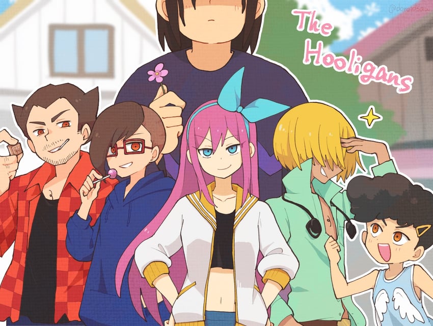 aubrey, kim, mikhael, vance, angel, and 1 more (omori) drawn by doroidsan