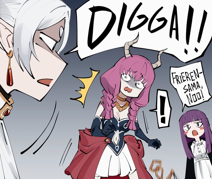 frieren, fern, and aura (sousou no frieren) drawn by dingotoad