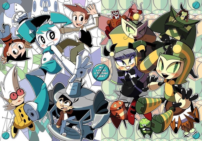 jenny wakeman, sheldon oswald lee, queen vexus, brad carbunkle, nora wakeman, and 3 more (my life as a teenage robot) drawn by soxy