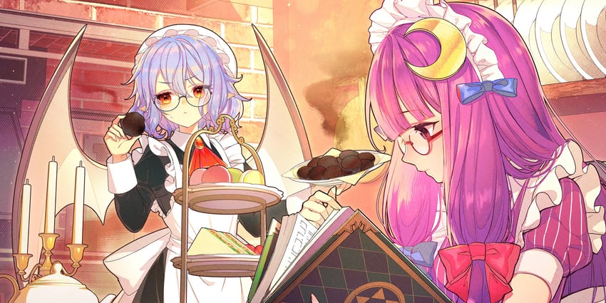 remilia scarlet and patchouli knowledge (touhou and 1 more) drawn by kamui_natsuki