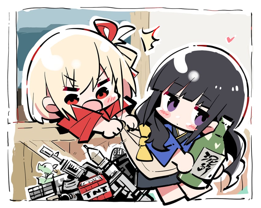 nishikigi chisato, inoue takina, and peashooter (lycoris recoil and 1 more) drawn by zhanzhangzlw