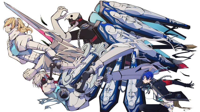 yuuki makoto, thanatos, and orpheus (persona and 1 more) drawn by teketeke_(tasutekete)