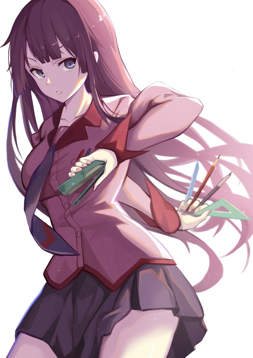 senjougahara hitagi (monogatari and 1 more) drawn by kyuu_(chiu850513)