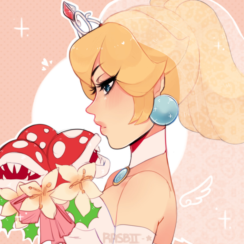 princess peach and piranha plant (mario and 1 more) drawn by rasbii_(rasberruu)