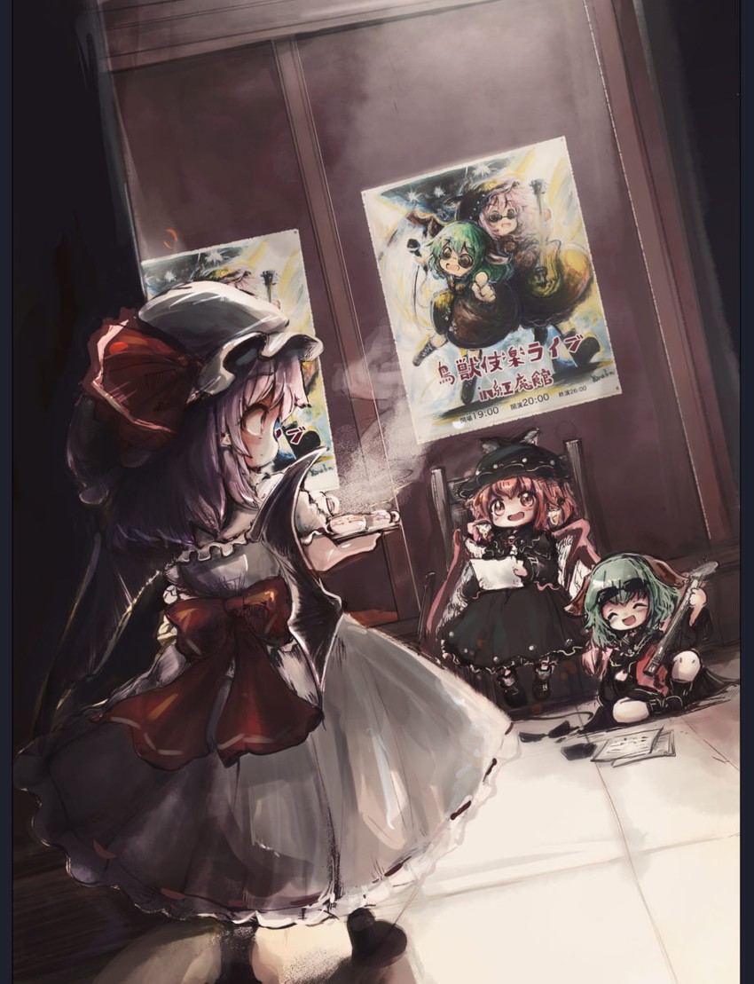 remilia scarlet, mystia lorelei, and kasodani kyouko (touhou) drawn by kouba