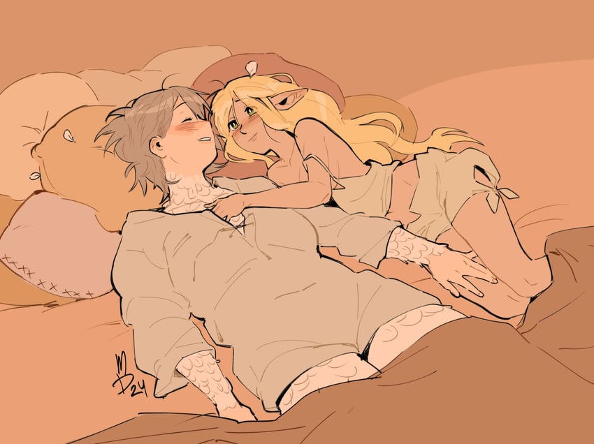 marcille donato and falin touden (dungeon meshi) drawn by mmmmuda