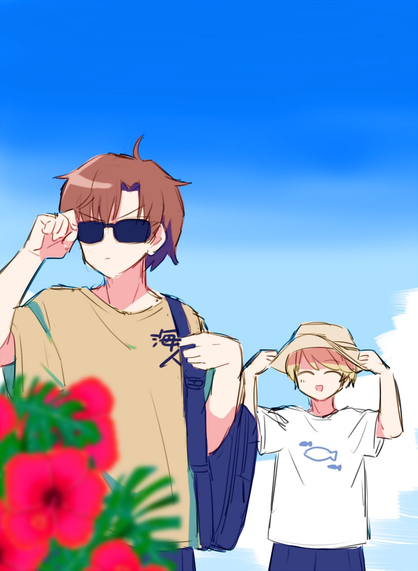 shinomiya natsuki and akechi hideki (mahjong soul) drawn by kashii_kaoru