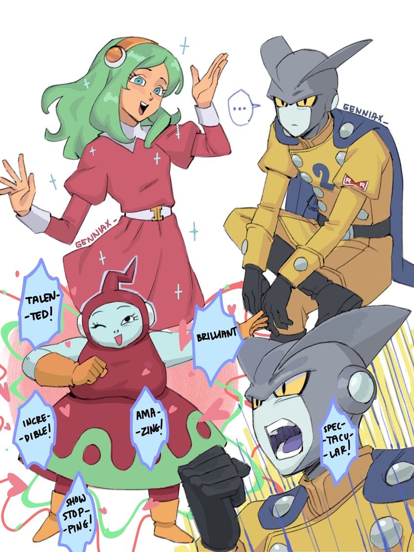 gamma 2 and brianne de chateau (dragon ball and 2 more) drawn by genniax
