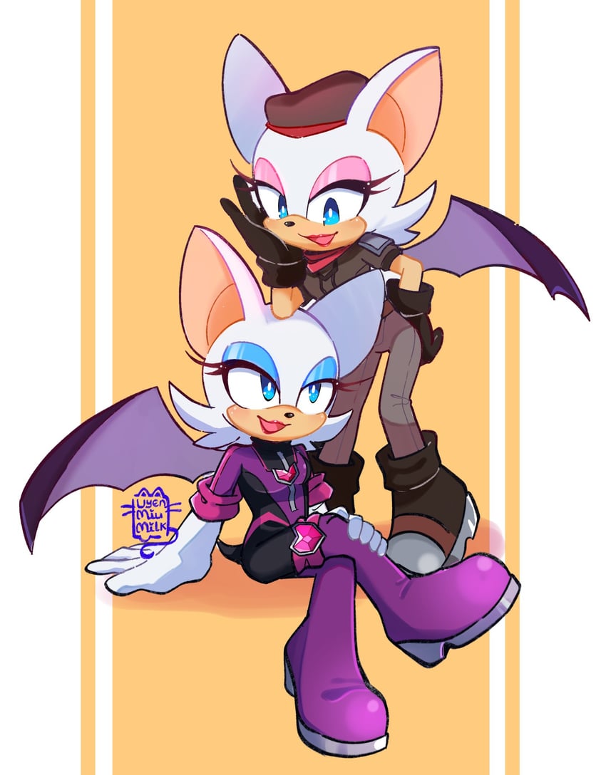 rouge the bat and rebel rouge (sonic and 1 more) drawn by uyenmiumilk