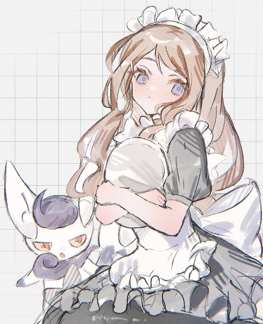 serena and meowstic (pokemon and 1 more) drawn by c0smi5