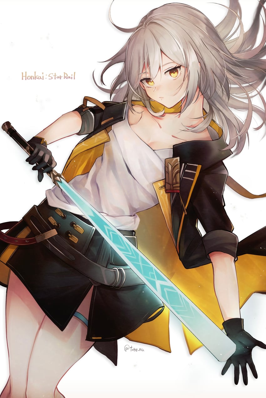 trailblazer and stelle (honkai and 1 more) drawn by tare_(tonikaku_magaru)