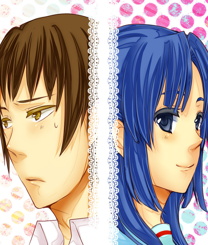kyon and asakura ryoko (suzumiya haruhi no yuuutsu) drawn by b-trice