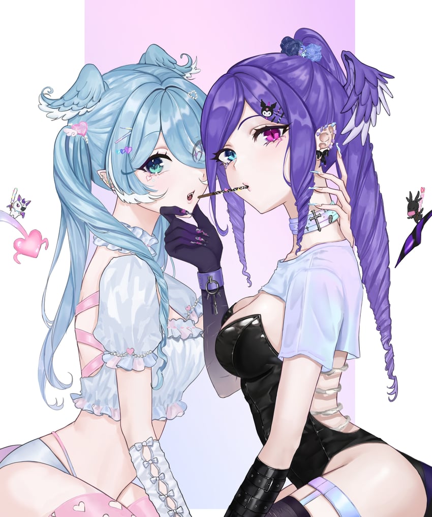 elira pendora, selen tatsuki, kuromi, pikl, and ember (nijisanji and 3 more) drawn by shupami