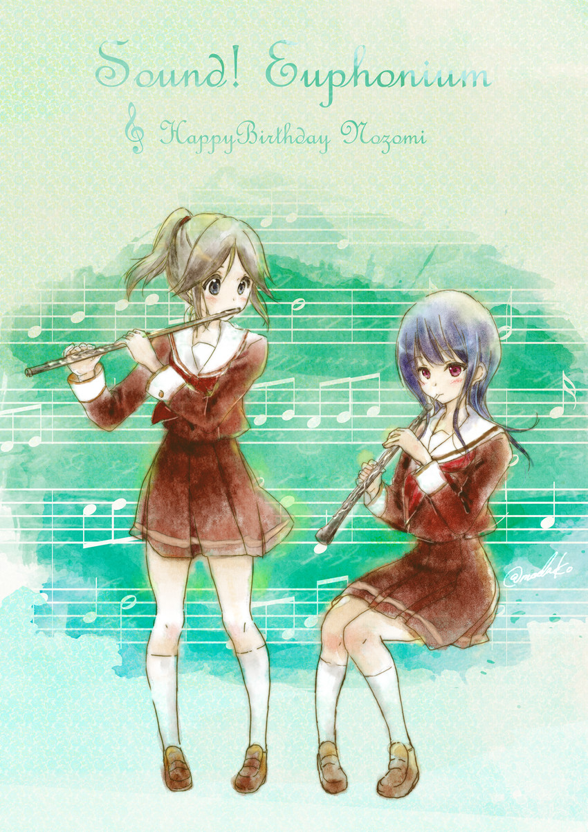 yoroizuka mizore and kasaki nozomi (hibike! euphonium) drawn by hare_(hal0331)